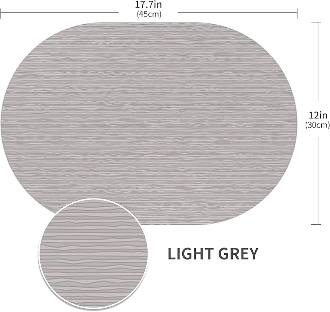 IYYI Silicone Placemats, Dining Placemats Set of 4, Waterproof Placemats for Kids, Heat Resistant Non-Slip Silicone Mats for Dinner Table, Dishwasher Safe (Light Blue, 17.7" ×12")