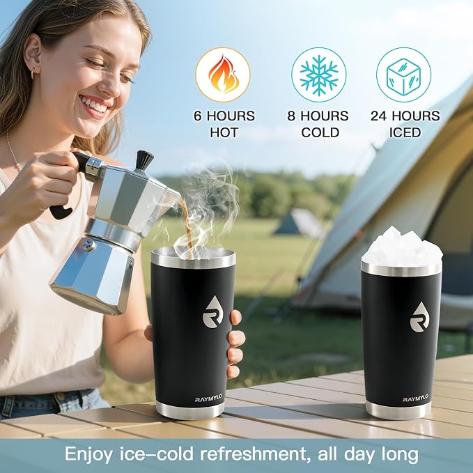 RAYMYLO Travel Coffee Tumbler, Insulated Travel Coffee Mug Cup, 20oz | Detachable Lid for Thoroughly Clean, Cup Holder Friendly for Outdoor, Double-Wall Vacuum Insulation, Spill Proof & BPA Free