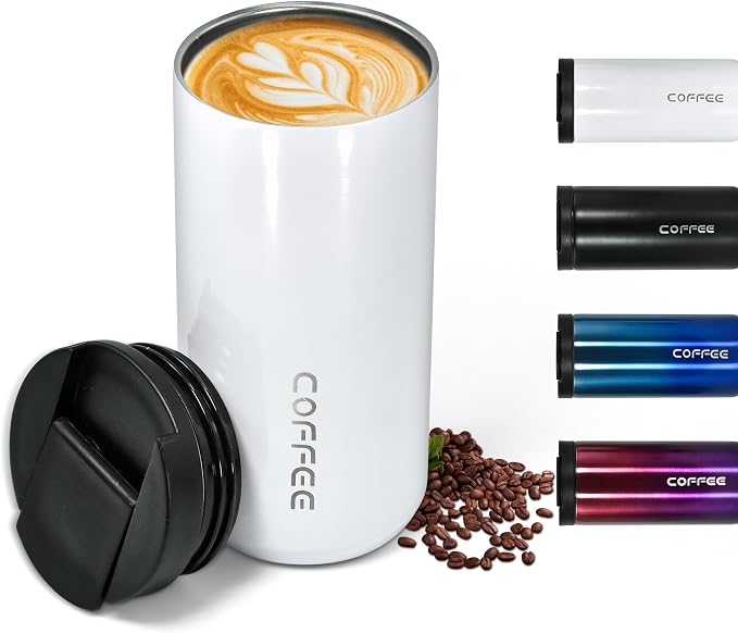 Insulated Coffee Mug 14oz,Travel Coffee Tumbler,Vacuum Insulated Coffee Mug with Leak Proof Screw Lid Coffee Cup for Men and Women for Hot & Cold Drinks