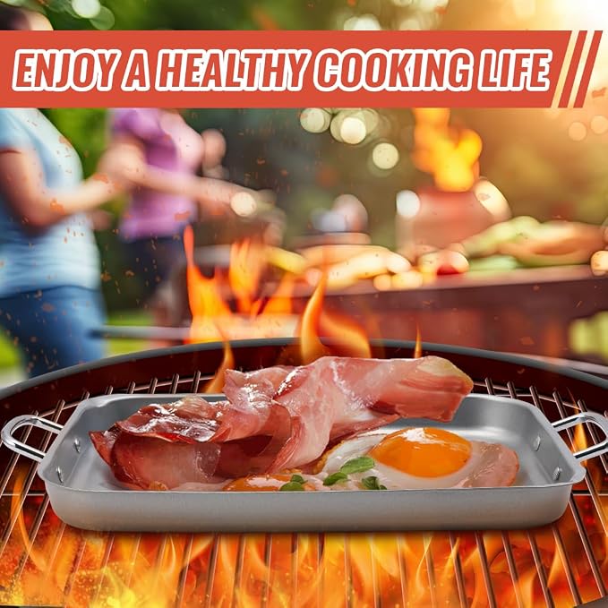 Grill Pan - 11'x15'' BBQ Grill Topper With Handles