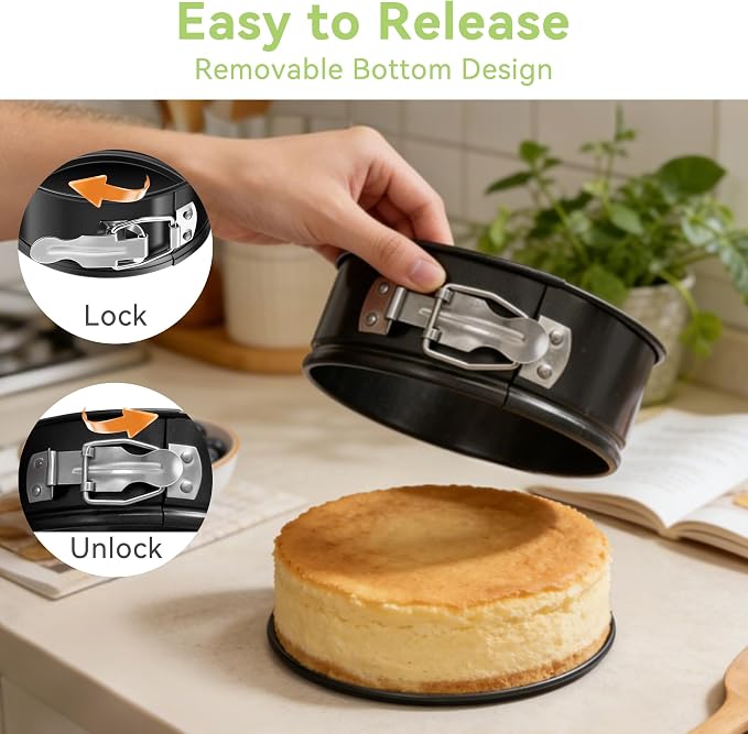 USLAl 4 Inch Springform Pan, Nonstick | Removable Bottom for Easy Release & Cleanup, Round Cheesecake Pan for Baking Cakes, Pies and Quiches