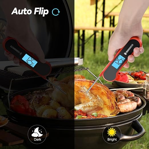 0.5 Sec Instant Read Meat Thermometer Digital with ±0.5℉ Precision, Red | Food Thermometer for Cooking Kitchen Gadgets, Oven Grill Candy BBQ Essentials Accessories, Gifts for Him Dad Men Birthday