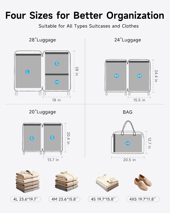 16 Pack Travel Vacuum Bags with Upgraded Rechargeable Pump, 4 Sizes Space Saver Vacuum Storage Bags for Luggage and Suitcase, Compression Bags for Packing, Vacuum Seal Bags for Clothing Travel