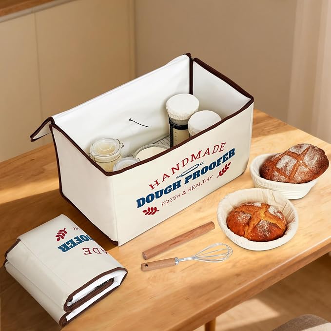 Extra Large Dough Proofing Box50-130°F, 3-Sided Heat 24HTimer | Extra-large foldable proofing box includes 3-sided heat, 50-130°F control, beep alert and storage bag for dough and seedlings