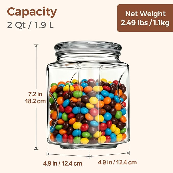 ComSaf Half Gallon Square Glass Pantry Jars with Lids 2 Pack Wide Mouth | Flour sugar rice, Cookies coffee snacks, Cereal organization, Kitchen storage, Cabinet organization, Sourdough pickling