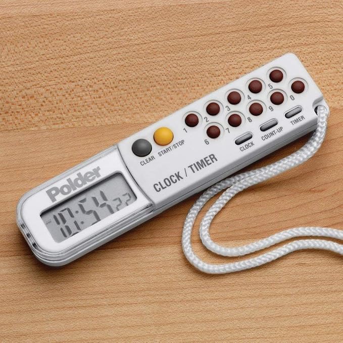 Polder Combination Clock, Timer and Stopwatch with Large, Easy-to-Read Digital Display, White