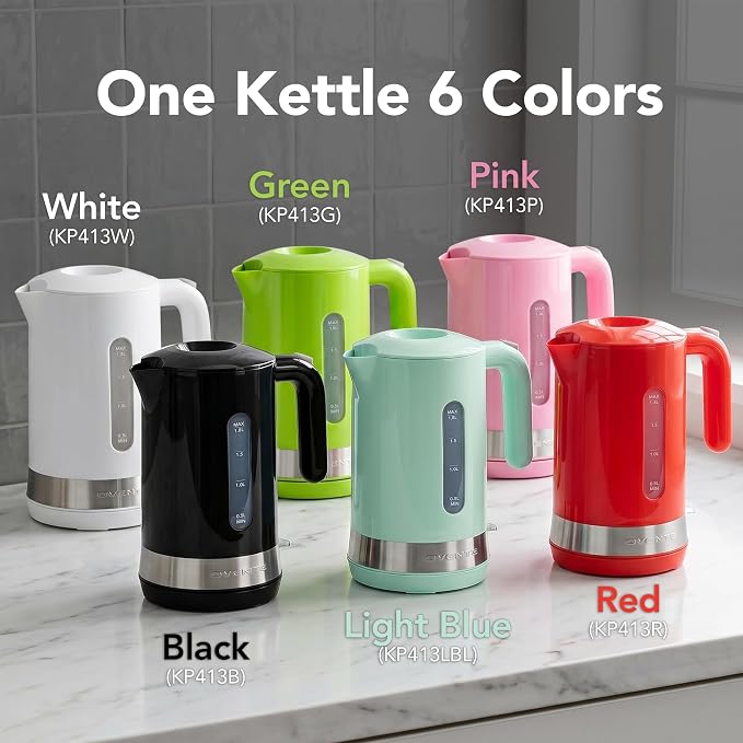 OVENTE 1.8L Electric Kettle with 1500W Fast Boiling Heater, Green KP413G | Best For Coffee or Tea, BPA-Free, Easy-Fill Lid, Water Level Window, Auto Shut-Off & Boil-Dry Protection, Removable Filter