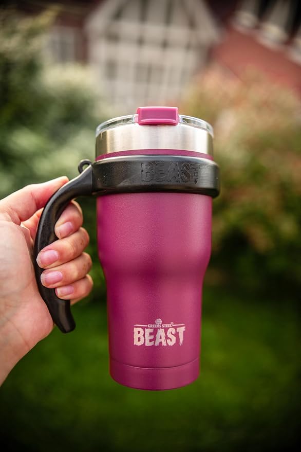 Beast 30 oz Tumbler Stainless Steel Vacuum Insulated Coffee Ice Cup Double Wall Travel Flask (Cranberry Red)