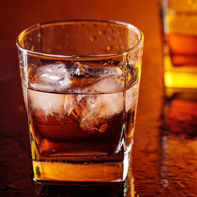QAPPDA Heavy Base Whiskey Glasses, 8 oz Set of 12, Premium Quality Glass, Classic Design, Ideal for Whiskey, Vodka, Tequila, Cocktails, Great Gift Set | Elegant Old Fashioned Drinking Glasses Set for Whiskey, Juice, Cocktails, Beer and More - Dishwashe...