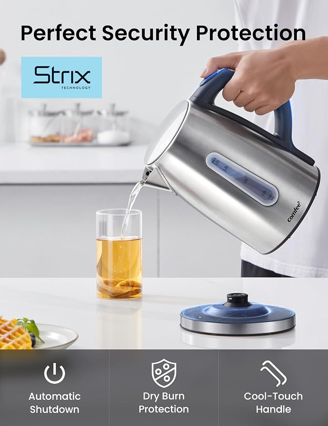 COMFEE' Stainless Steel Temperature-Control Kettle, 1.7L with 6 Preset Mode