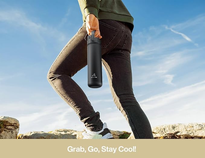 POWCAN 26 oz Insulated Water Bottle with 2-in-1 Straw and Spout Lid, Keep Cold 24H, Leak-Proof, Fits in Car Cup Holder, Stainless Steel Water Bottle for Sports, Travel, Gift, School (Treat Retreat)