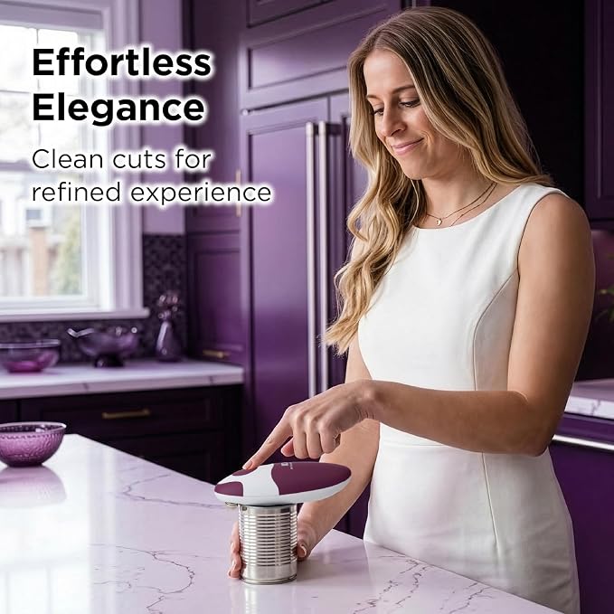 Kitchen Mama Auto 2.0 Electric Can Opener, Burgendy Mist | Refined Blade, Automatic Hands Free, Smooth Edge, Food-Safe, Battery Operated