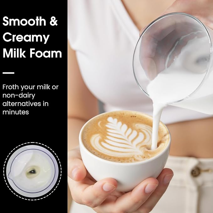 Milk Frother, 9oz Automatic Cold Foam Maker Coffee Fother Handheld-free, Milk Frother Cold Foam for Lattes,Cappuccinos,Macchiato(Black,Main1)