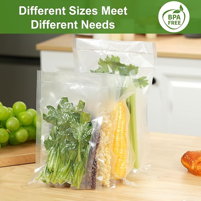 Vacuum Sealer Bags for Food Storage, 100pcs Precut Pint & Quart | 3Mil Embossed BPA-Free Puncture-Resistant Bags, Universal Fit for Sous Vide, Meal Prep, Freezer Storage & Food Preservation