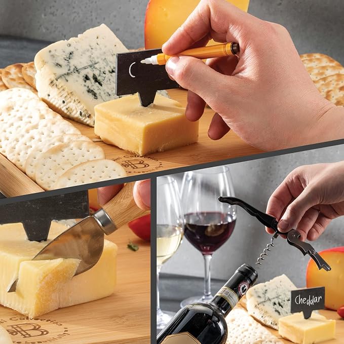 Charcuterie Boards Gift Set, Bamboo Cheese Board with Serving Accessories | House Warming Gifts New Home, Birthday Gifts for Women, Gifts for Men and Mom, Wedding, Bridal Shower, Anniversary Present