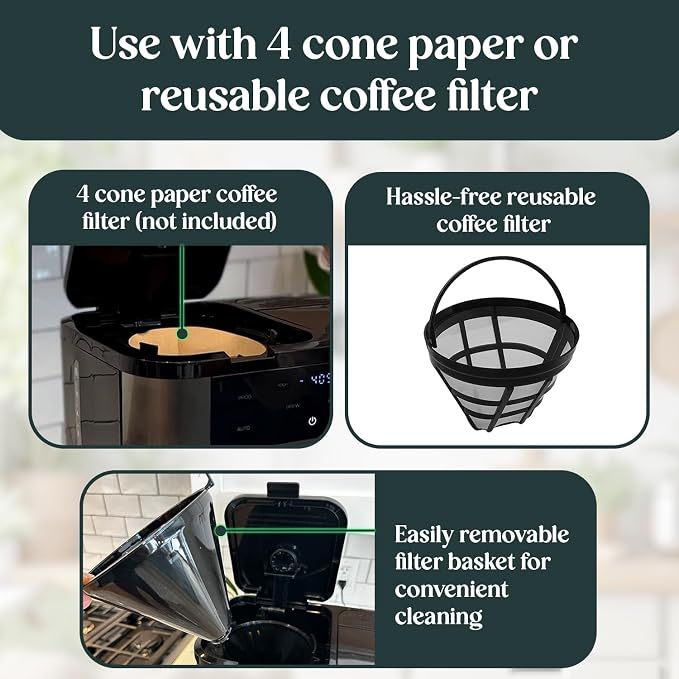 Pantrymade Dual Brew Coffee Maker, 12-Cup Drip & Single Serve K-Cup, Black | Brew a full 12-cup carafe or a single K-Cup pod with programmable touchscreen controls, auto shut-off and reusable filter.