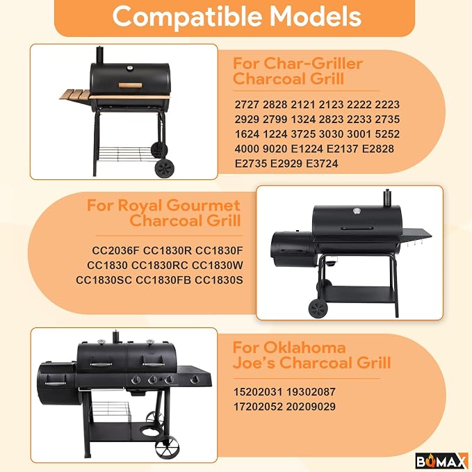 BQMAX 23.5" to 33" Adjustable Ash Pan for Chargriller Charcoal Grill 1224 2121 5050 1324 2828 2222 2123, Royal Gourmet CC1830, Oklahoma Joe's 19302087 Charcoal Grill Accessories Replacement Parts