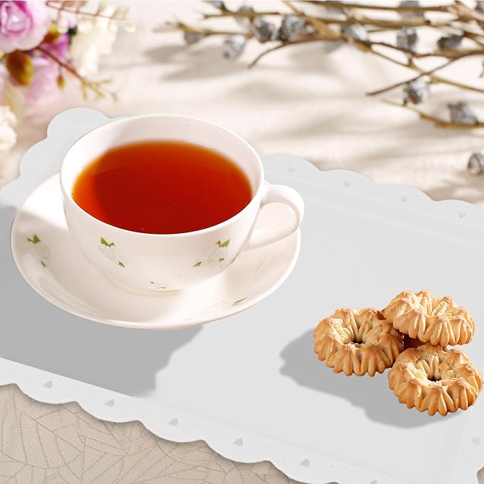 Food Tray, 12 Pack Serving Tray Serving Platter Cookies Dessert Plates,Disposable Plastic Serving Trays Rectangle Dessert Trays for Party, Wedding, Restaurant, 14.4" X 9.3" (White)