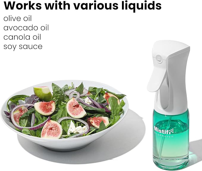Olive Oil Sprayer for Cooking, 150ml Glass Oil Sprayer Bottle, Fine Mist Spray for Air Fryer, Nonstick Frying, BBQ, Salad, Refillable & Leakproof Dispenser (Light Protection PS640)