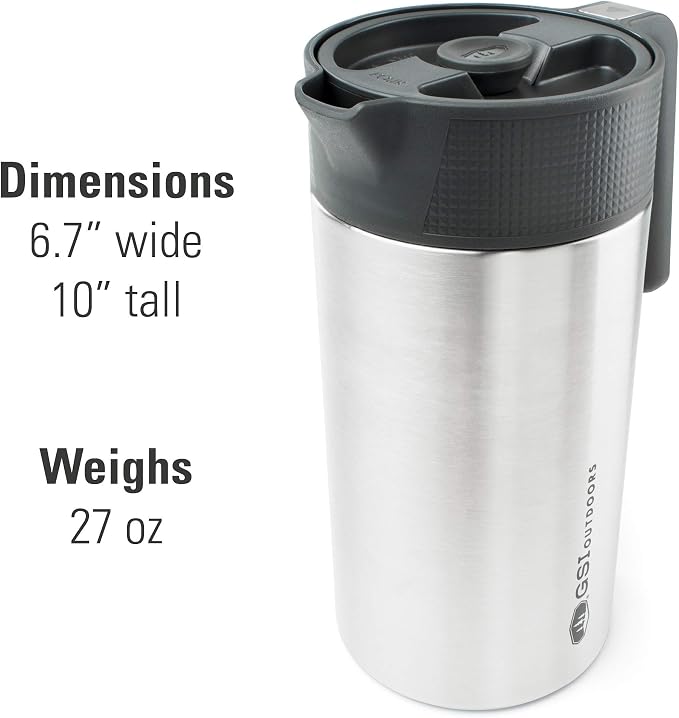 GSI Outdoors Glacier Stainless JavaPress, 30 fl oz, French Press Mug