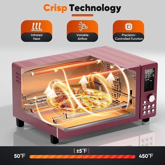 Nuwave Bravo Pro Convection Air Fryer Toaster Oven Combo | 2026 New Improved,10-in-1, 50°-450°F Control, Quick Even Crisp Tech, 21Qt, PFAS Free, Cinnamon