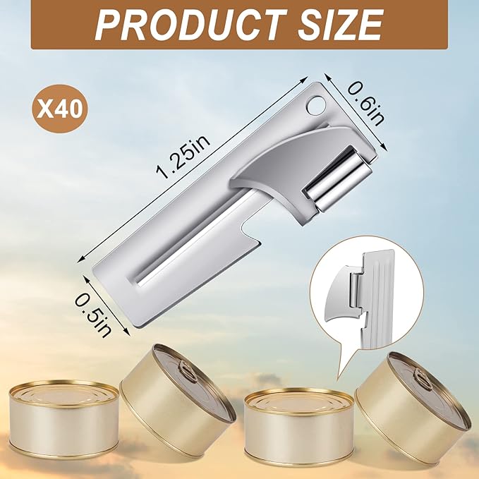 40 Pack P-38 Can Opener Manual Stainless Steel Camping Can Opener Portable Kits Cans Tool for Travel Camping