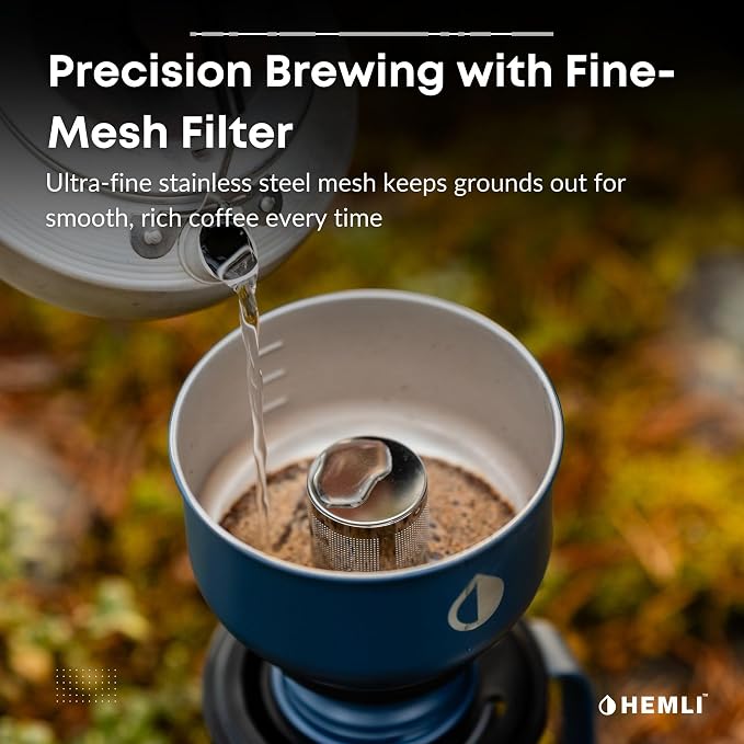 16 oz Pour Over Camping Coffee Maker Set, Vacuum Insulated Mug with Leakproof Lid, Stainless Steel Micro Filter, Portable Coffee Maker for Camping