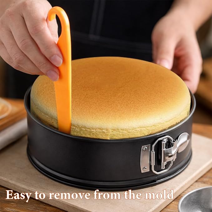 COOLMI Springform Pan Set of 3, 4 Inch Heart & 7/9 Inch Round Cheesecake Pans, Nonstick Cake Pans with Removable Bottom, Leak-Resistant Carbon Steel Bakeware for Baking, Cake Release Knife Included