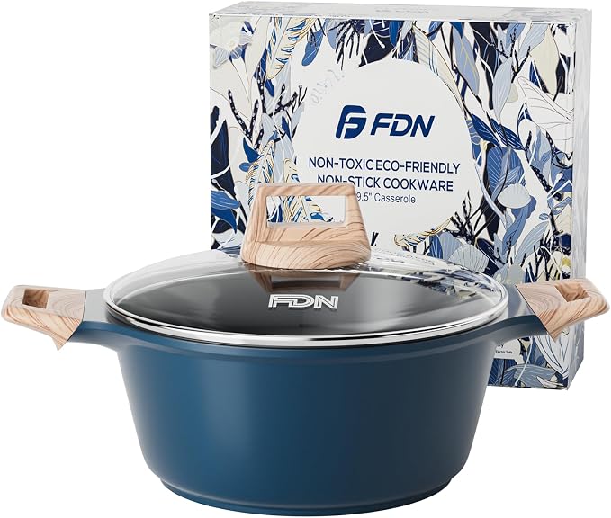FDN Titanium Ceramic Cooking Pot with Lid, Pfos & Pfoa Free Nonstick Stock Pot, Large Soup Pot, Big Pots for Cooking, Multipurpose Cookware, Ollas Antiadherentes Para Cocinar, Cacerolas, Blue