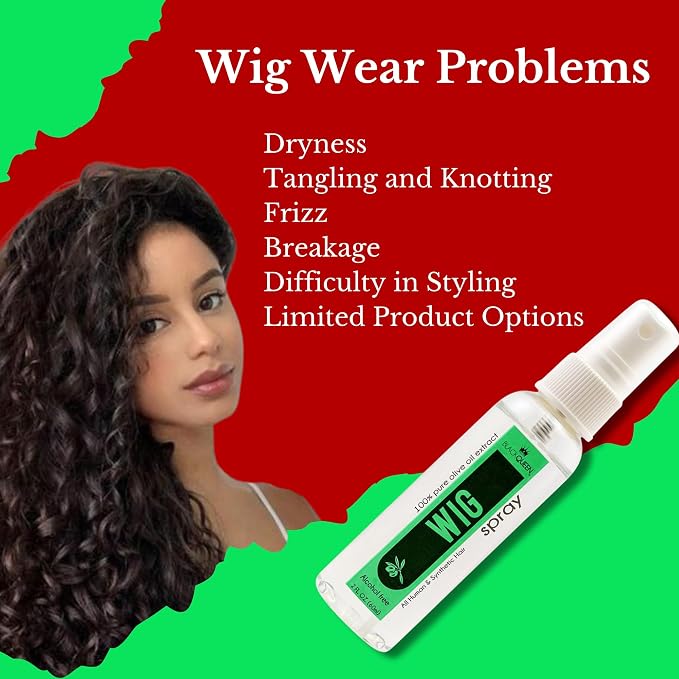 Black Queen Olive Oil Wig Sheen Spray – Moisturizing & Refreshing Spray for Human & Synthetic Wigs – Adds Shine, Softness & Manageability – 40+ Years Expertise – Made in USA – 2 oz