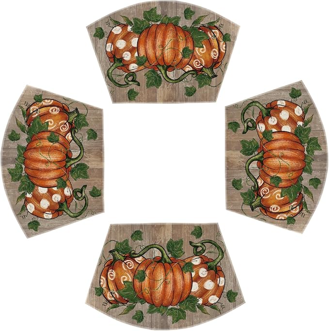 Artoid Mode Pumpkins Vine Fall Wedge Placemats Set of 4-12 x 18 Inch | Heat-Resistant, Washable Table Mats, Seasonal Autumn Polka Dot Kitchen Dining Decor