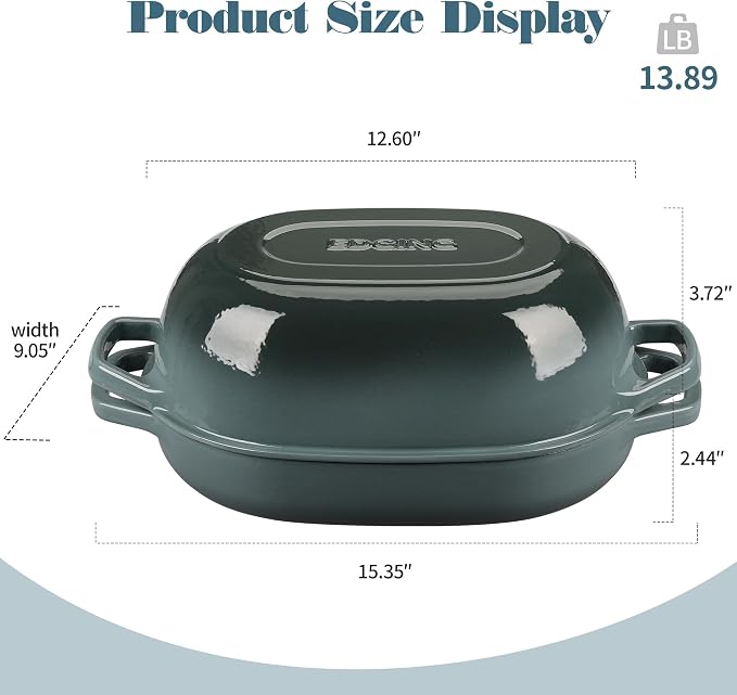 EDGING CASTING Enameled Cast Iron Oval Dutch Oven Pot with Lid, Dutch Oven for Sourdough Bread Baking, Bread Oven, Bread Dutch Oven, Oval Bread Pan, 7qt, Slateblue