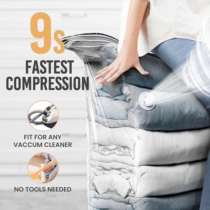 TAILI 10 Pack Vacuum Storage Bags, Jumbo Cube 31x40x15 Inch, Clear | Extra Large Vacuum Seal Bags for Comforters, Blankets, Bedding, Clothing, No Pump Compression Cube, Space Saver Storage