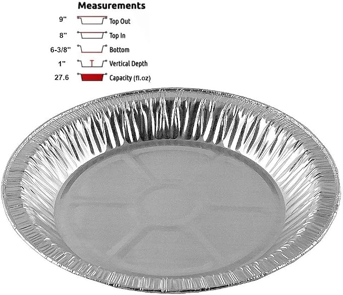 9" Aluminum Foil Pie Pan 1" Medium Deep with Clear Dome Lids - Premium Quality Made in USA (Pack of 200 Sets)