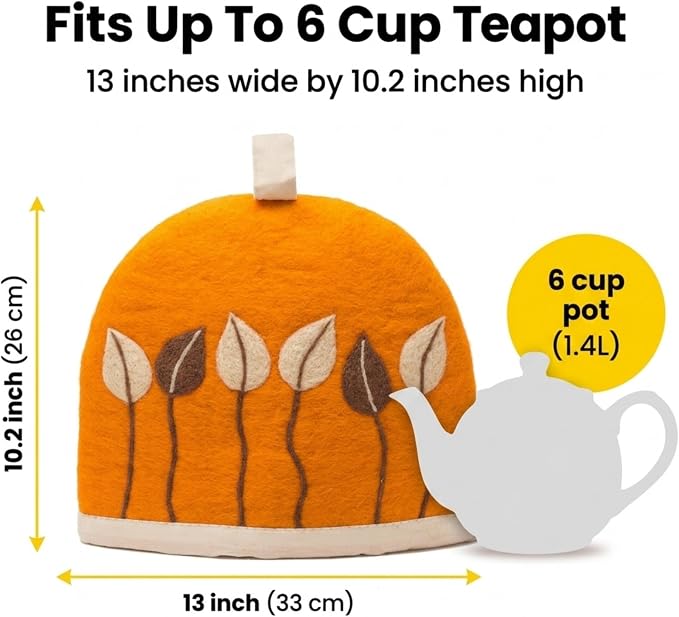 Glaciart One Wool Teapot Cozy Kettle Cover | Dome Shaped Large Tea Cosy, Kettle or French Press | Handmade & Needle Felted from Natural Wool | Warms Up to 2 Hours | Great as Gift