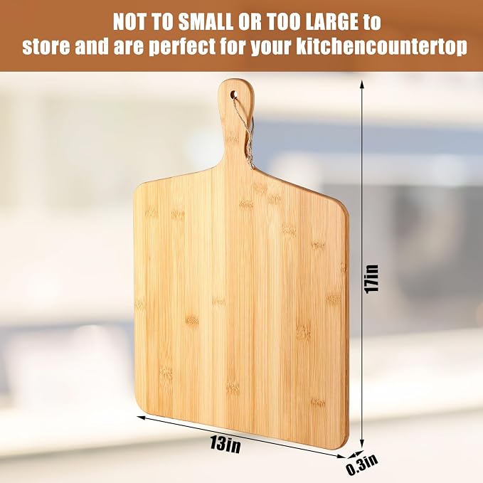 Patelai 12 Packs 17 x 13 Inch Wooden Bamboo Cutting Board Set with Handles Large Kitchen Serving Plain Chopping Board Bulk Gifts for Mom for Vegetables Meat Pizza Cheese Fruit Bread