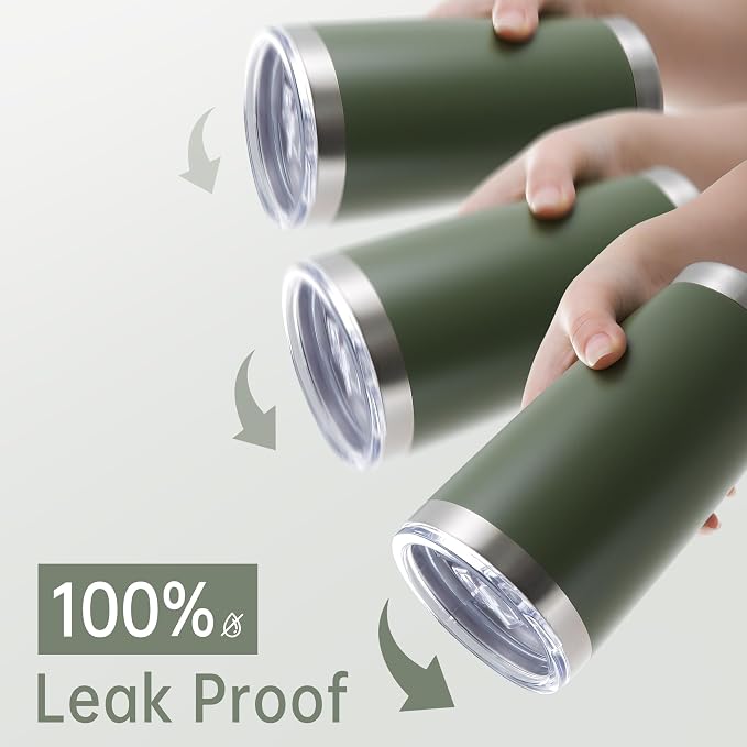 20 oz Tumblers Stainless Steel Tumbler with Lid, 1 Pack | Army Green, 20oz Insulated Coffee Mug, Double Wall Vacuum, Powder Coated Cup, for Hot and Cold Drinks