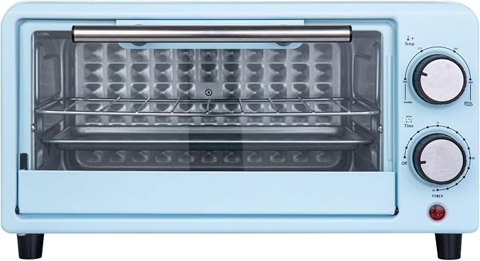 Kitchen Elite 4-Slice Countertop Toaster Oven, Stainless Steel Tray, Blue