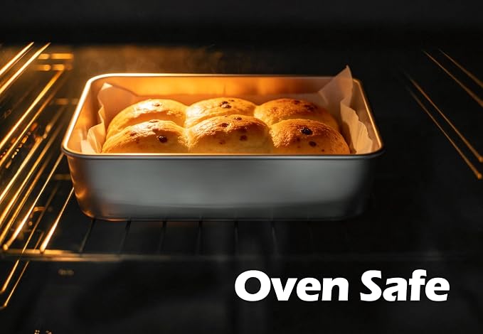 Leonyo Non-Toxic Stainless Steel 9x9 Baking Pan Square Cake Pan, 4 Pack | Commercial Metal 9x9IN Pan Square Baking Dish For Brownie, Cornbread, Banana Bread, Lemon Bars, Dishwasher Safe