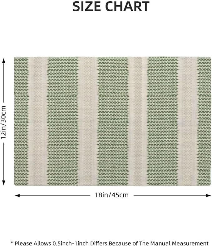 Sage Green Polka Dot Placemats Set of 4, Boho Striped Decorative Table Mat 12 x 18 Inch Heat Resistant Non Slip Line Fabric Modern Geometry Place mat for Holiday Party Kitchen Dining Decor
