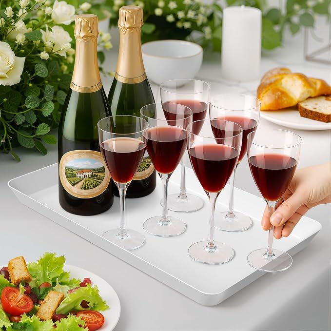 WOWBOX 5 pcs Serving Tray for Entertaining, Serving Platters for Fruit, Cookies, Dessert, Snacks, Reusable Plastic Trays for Serving Food and Pantry Organization in Kitchen & for Parties