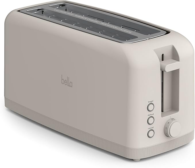 bella Fits-Anywhere™ Slim Toaster, 4 Slice Extra Long & Wide Slot, Oatmilk