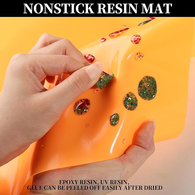 LEOBRO Silicone Mats, 3 PCS 15.7”x 11.7” Silicone Mats for Crafts, Resin Molds, Play Dough Mat for Resin, Clay, Craft Supplies, Orange & Purple & Blue
