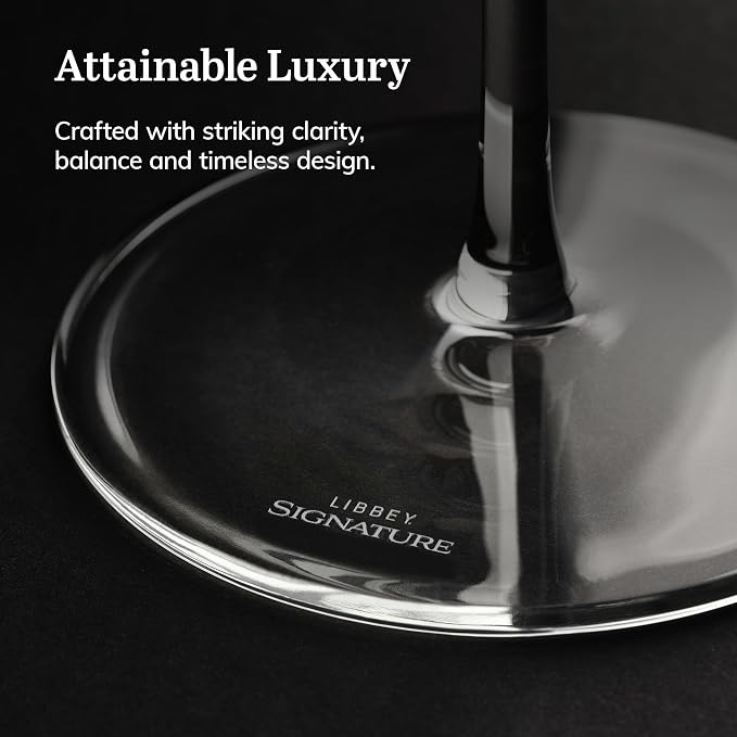 Libbey Signature Kentfield Estate All Purpose Wine Glasses Set of 4, Long Stem Wine Glasses for Red and White Wine, Perfect Glass Goblet Gift Set