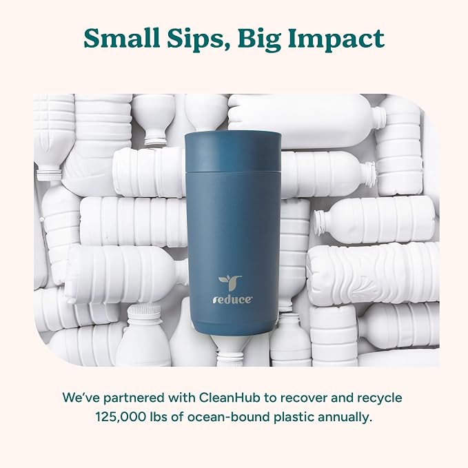 REDUCE Perk 10oz Insulated Coffee Tumbler – Leak-Proof with Lockable Lid and Vacuum Insulation–Durable Stainless Steel–Fits Car Cup Holders – One-Handed Travel Mug in Sand Leopard Print - Eternal Teal