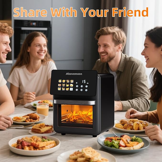 10 QT Black Air fryer Oven & Multifunctional Digital Rotisserie | Removable,Easy to clean,Glass,Visible window Dehydrator,Convection Oven,Touch Screen Presets Fry,LED Display,Roast,Bake，400F