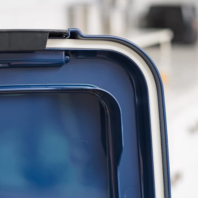 IRIS USA Dog Food Storage Container, Up to 40 lbs, Navy, Made in USA | Wheels for Mobility, Airtight Seal, BPA-Free, Best for Bird Seed, Cat food, Cat Litter, Chicken Feed, Pellets