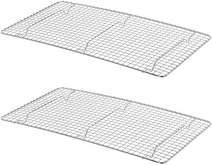 TrueCraftware- 18"x 10" Full Size Rectangular Wire Pan Grate Chrome-Plated Set of 2 -Fits Full Size Sheet Pans Cookie Pans Cooling Rack Baking Sheet Grate Cake Rack for Pies Cookies Pastries Cakes