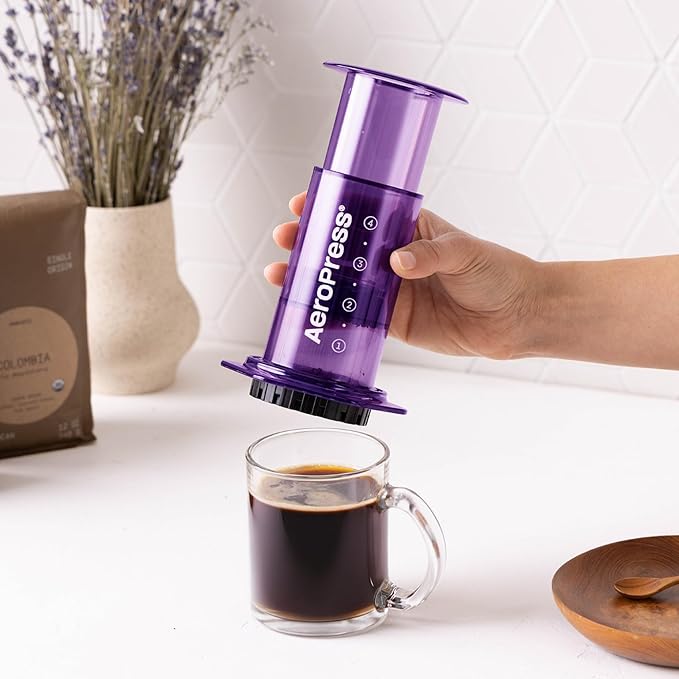 AeroPress Clear Purple Coffee Press, French Press, Pour-Over & Espresso Style