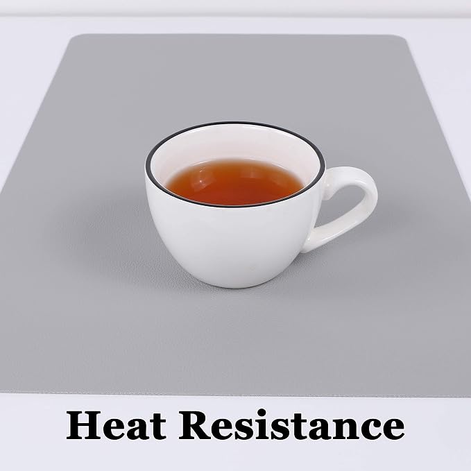 Wipeable Placemats Leather Table Mats Waterproof Heat-Resistant Easy to Clean for Dining Table Set Kitchen Table (4, Slate Grey)